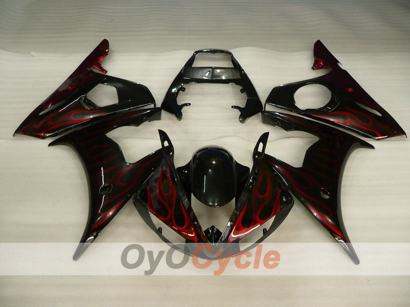 Injection Fairing kit for 03-04 YZF-R6 - Red, Black - Flame #OYO87905826