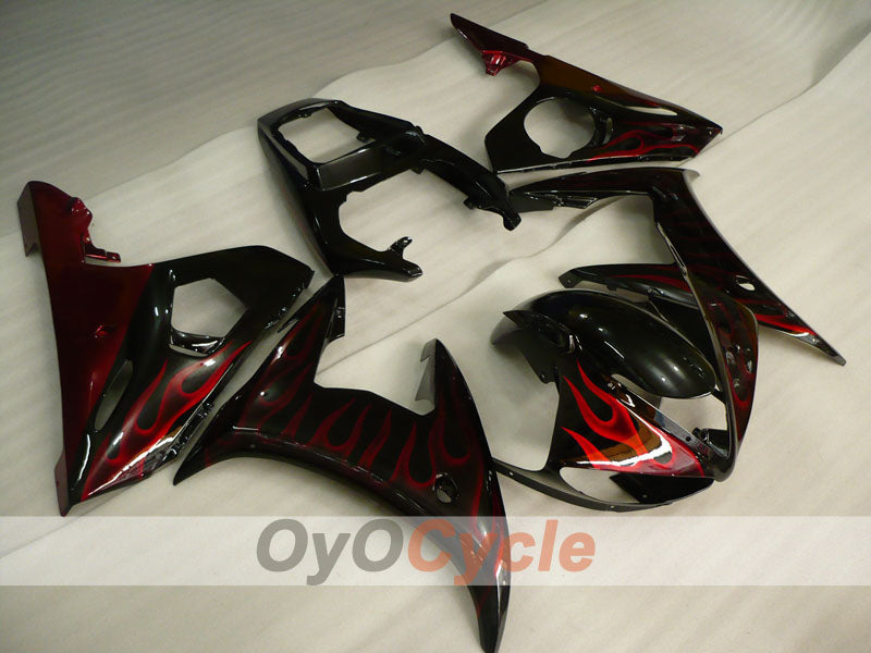 Injection Fairing kit for 05 YZF-R6 - Red, Black - Flame #OYO87905870 Main image