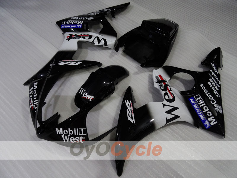 Injection Fairing kit for 03-04 YZF-R6 - White, Black - West #OYO87905832 Secondary image