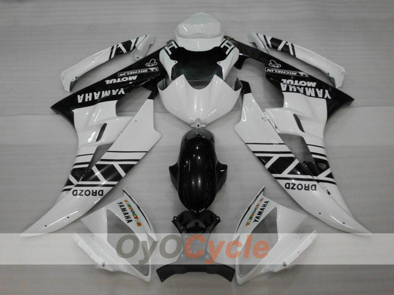Injection Fairing kit for 06-07 YZF-R6 - White, Black - MOTUL #OYO87905883