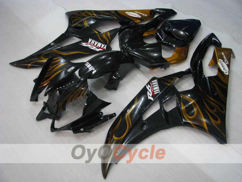 Injection Fairing kit for 06-07 YZF-R6 - Black, Gold - Flame #OYO87905884