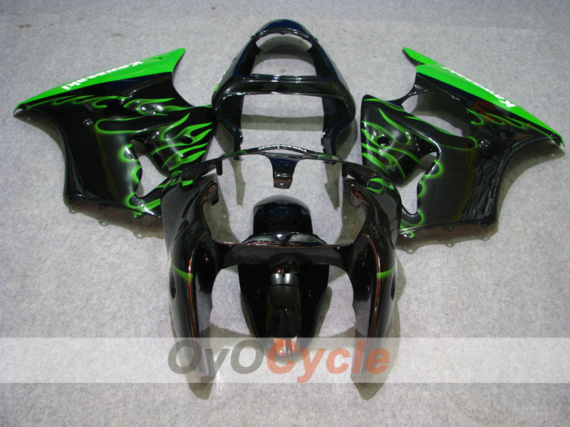 Injection Fairing kit for 00-02 NINJA ZX-6R - Green, Black - Flame #OYO87906025 Secondary image