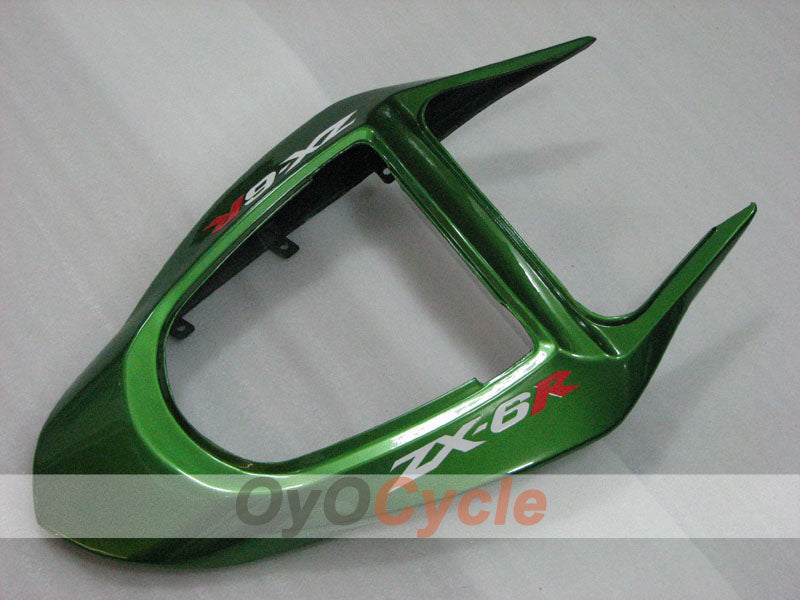 Injection Fairing kit for 03-04 NINJA ZX-6R - Green, Black - Flame #OYO87906038