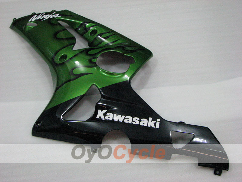 Injection Fairing kit for 03-04 NINJA ZX-6R - Green, Black - Flame #OYO87906038