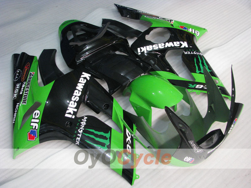 Injection Fairing kit for 03-04 NINJA ZX-6R - Green, Black - Monster #OYO87906043 Secondary image