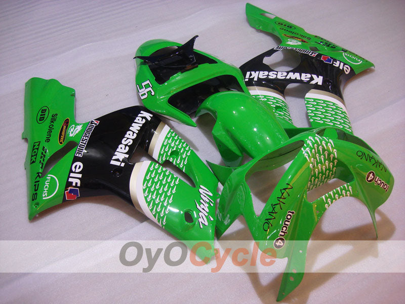 Injection Fairing kit for 03-04 NINJA ZX-6R - Green, Black - Nakano #OYO87906045