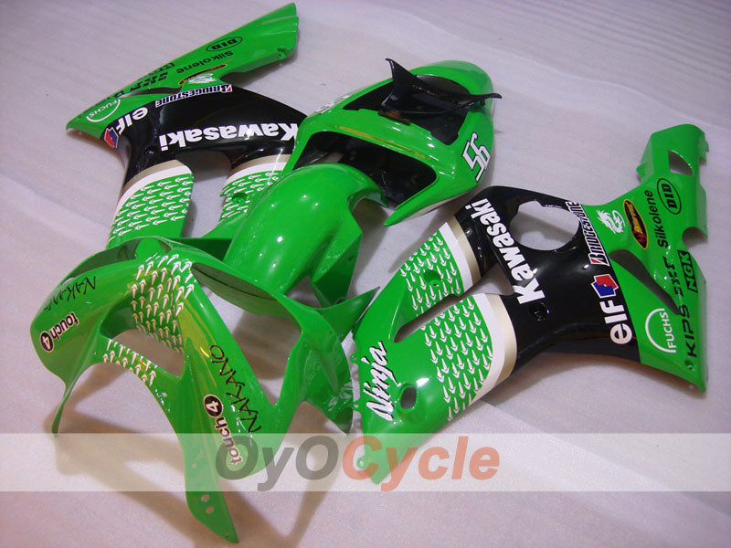 Injection Fairing kit for 03-04 NINJA ZX-6R - Green, Black - Nakano #OYO87906045