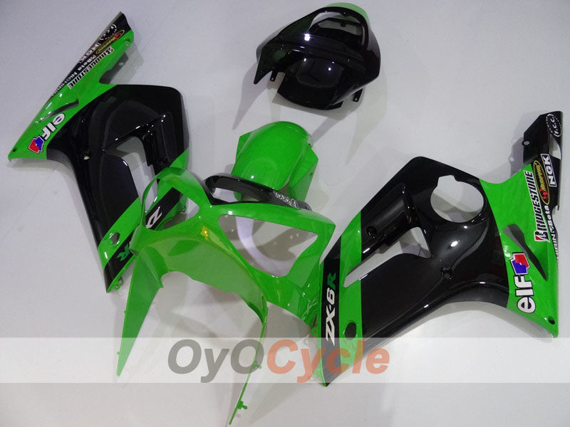 Injection Fairing kit for 03-04 NINJA ZX-6R - Green, Black - Nakano #OYO87906046 Secondary image