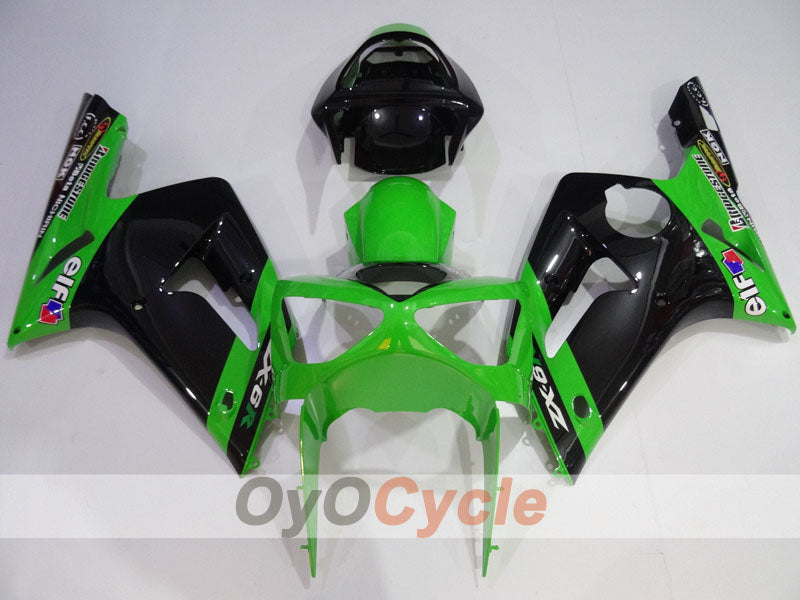 Injection Fairing kit for 03-04 NINJA ZX-6R - Green, Black - Nakano #OYO87906046