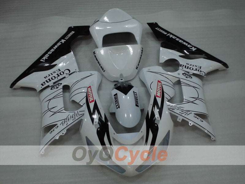 Injection Fairing kit for 05-06 NINJA ZX-6R - White, Black - Corona #OYO87906051