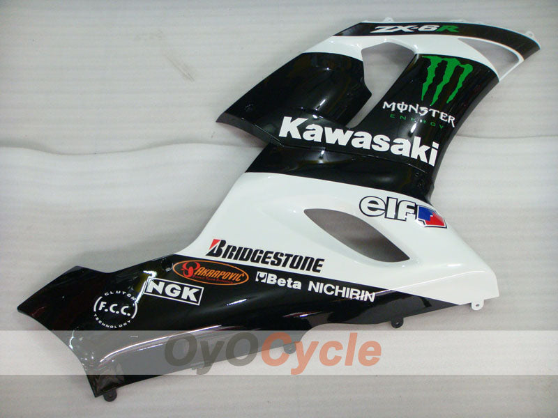 Injection Fairing kit for 05-06 NINJA ZX-6R - White, Black - Monster #OYO87906053