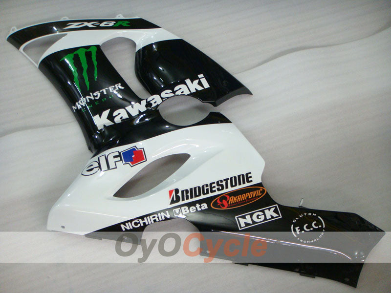 Injection Fairing kit for 05-06 NINJA ZX-6R - White, Black - Monster #OYO87906053