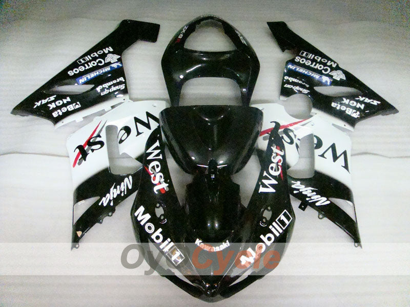 Injection Fairing kit for 05-06 NINJA ZX-6R - White, Black - West #OYO87906056