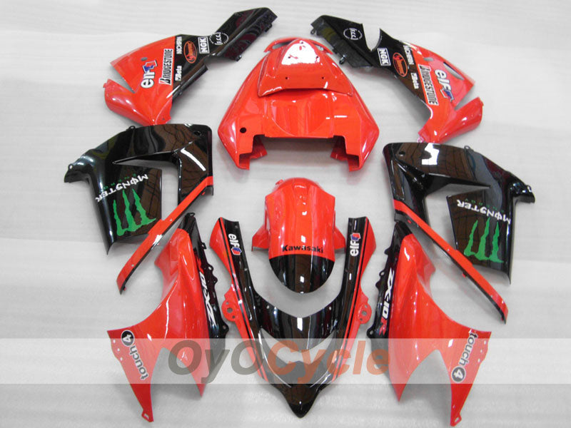 Injection Fairing kit for 04-05 NINJA ZX-10R - Red, Black - Monster #OYO87906087