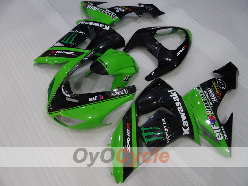 Injection Fairing kit for 06-07 NINJA ZX-10R - Green, Black - Monster #OYO87906099