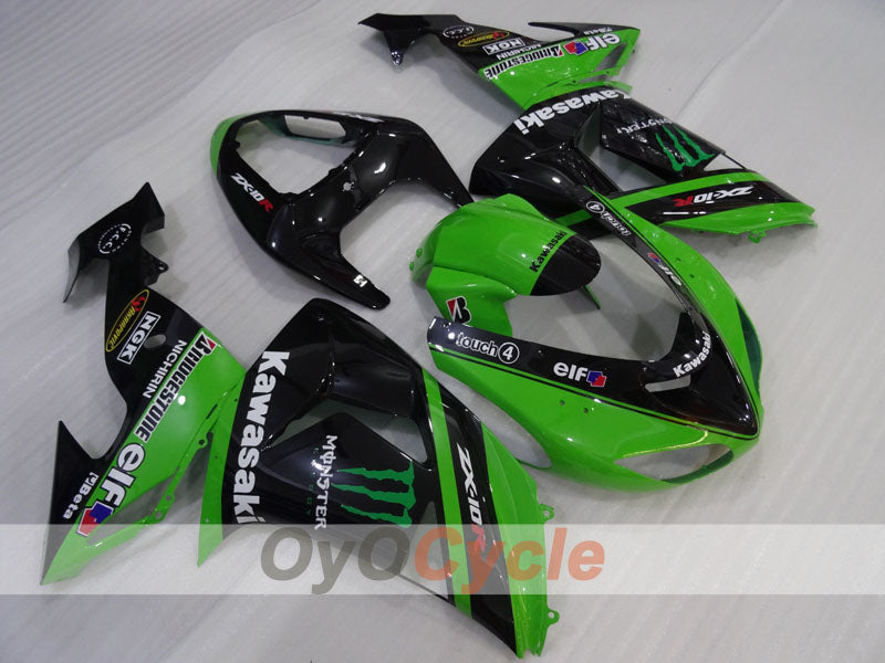 Injection Fairing kit for 06-07 NINJA ZX-10R - Green, Black - Monster #OYO87906099