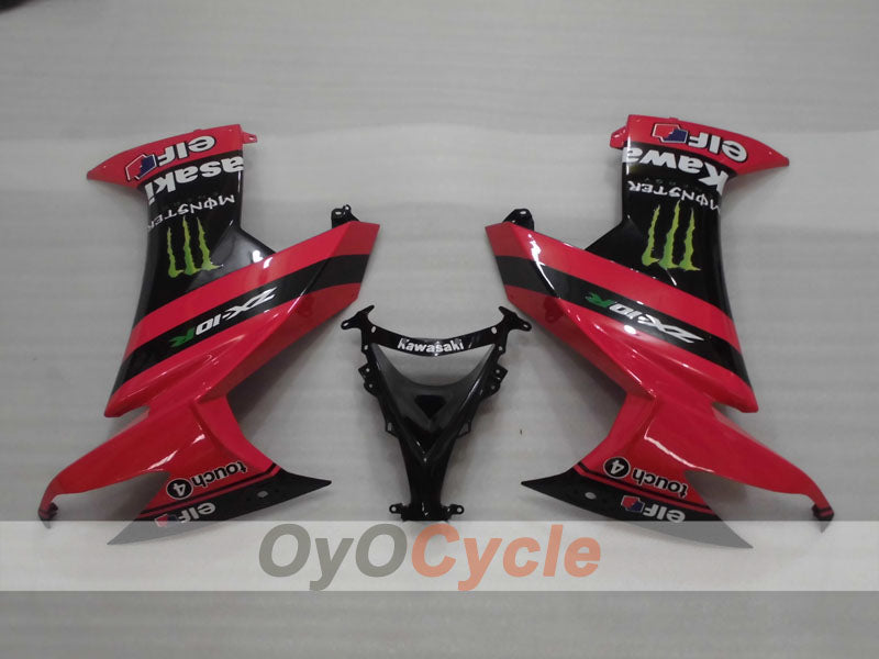 Injection Fairing kit for 08-10 NINJA ZX-10R - Red, Black - Monster #OYO87906103