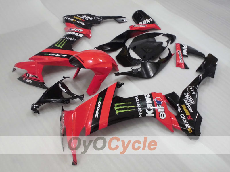 Injection Fairing kit for 08-10 NINJA ZX-10R - Red, Black - Monster #OYO87906103