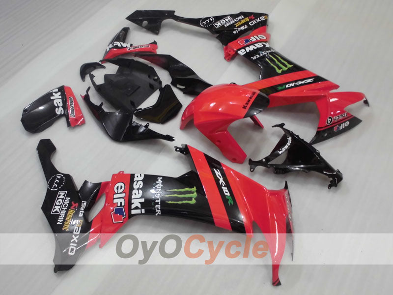 Injection Fairing kit for 08-10 NINJA ZX-10R - Red, Black - Monster #OYO87906103