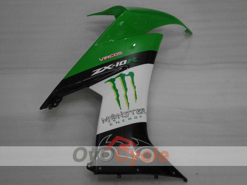 Injection Fairing kit for 08-10 NINJA ZX-10R - Green, White, Black - Monster #OYO87906104