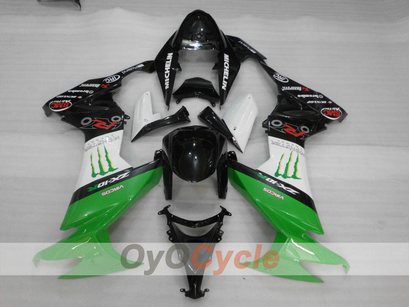 Injection Fairing kit for 08-10 NINJA ZX-10R - Green, White, Black - Monster #OYO87906104 Secondary image
