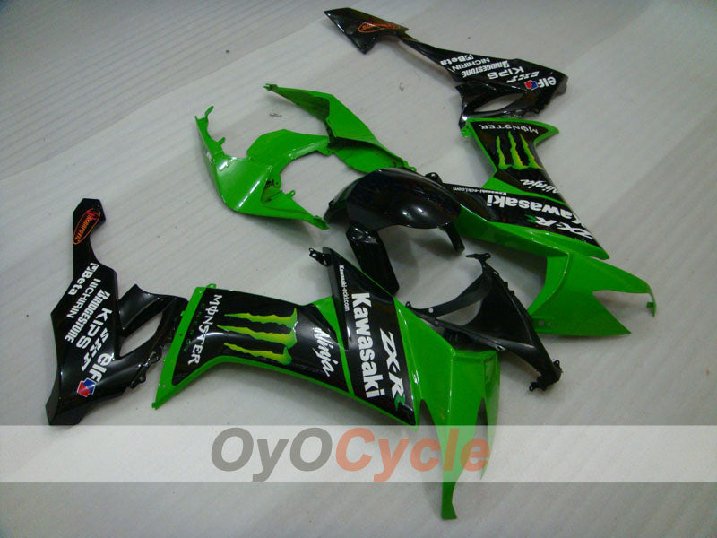 Injection Fairing kit for 08-10 NINJA ZX-10R - Green, Black - Monster #OYO87906112 Main image