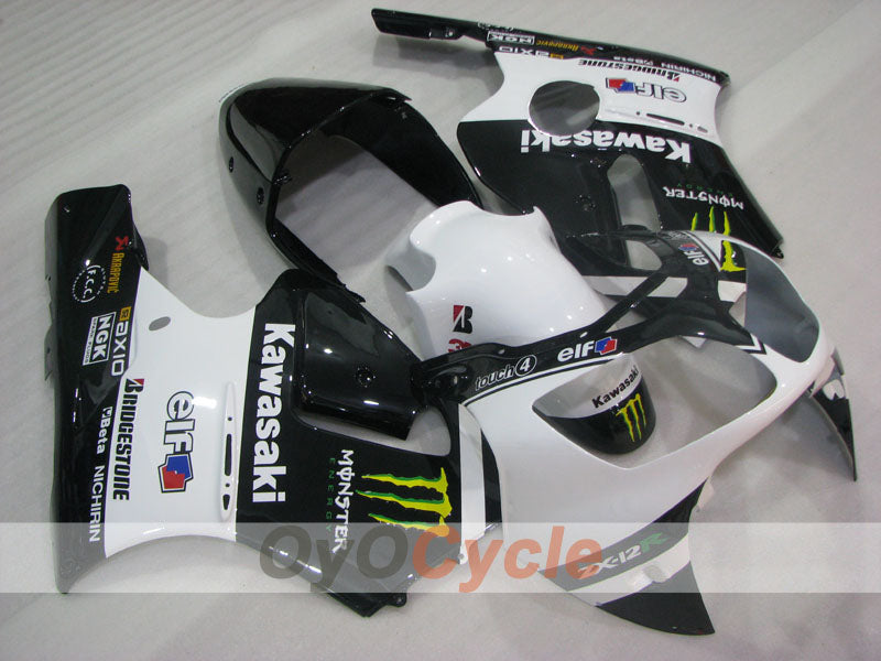Injection Fairing kit for 00-01 NINJA ZX-12R - White, Black - Monster #OYO87906116