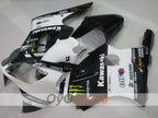 Injection Fairing kit for 00-01 NINJA ZX-12R - White, Black - Monster #OYO87906116