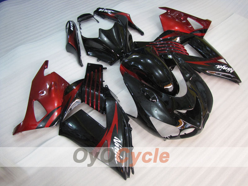 Injection Fairing kit for 06-11 NINJA ZX-14R - Red Wine Color, Black - Factory Style #OYO87906126