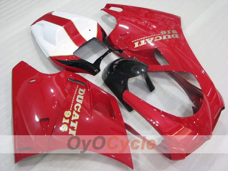Injection Fairing kit for 94-98 Ducati 916 - Red, White - Factory Style #OYO87906175