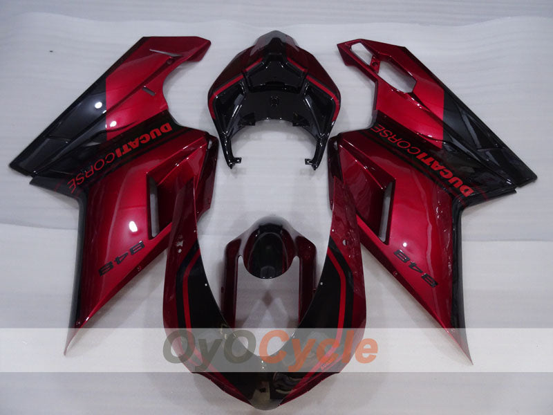 Injection Fairing kit for 08-13 Ducati 848 - Red Wine Color, Black - Factory Style #OYO87906205 Secondary image