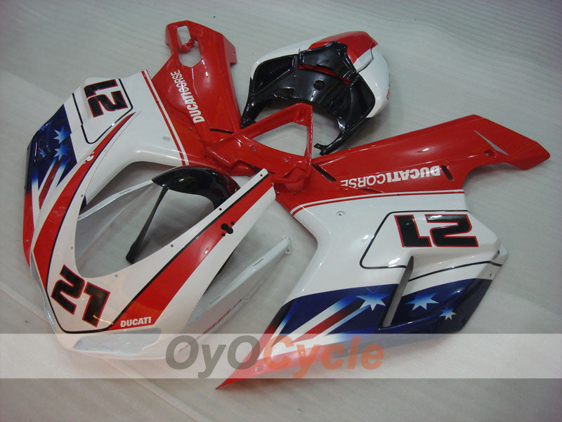 Injection Fairing kit for 07-09 Ducati 1098 - Red, White - Factory Style #OYO87906227 Main image