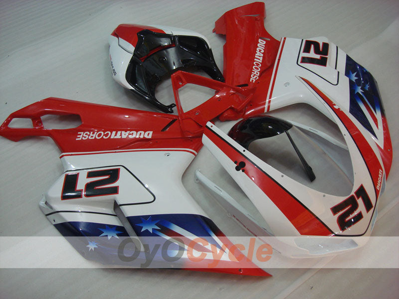 Injection Fairing kit for 07-09 Ducati 1098 - Red, White - Factory Style #OYO87906227 Secondary image