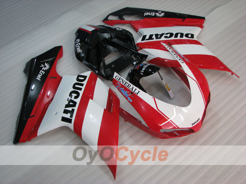 Injection Fairing kit for 07-09 Ducati 1098 - Red, White - Factory Style #OYO87906229 Main image