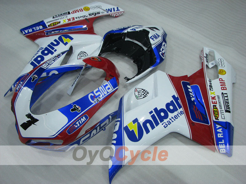 Injection Fairing kit for 07-09 Ducati 1098 - Red, Blue, White - Unibat #OYO87906241 Main image