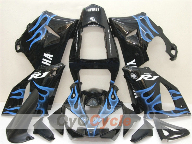 Injection Fairing kit for 00-01 YZF-R1 - Blue, Black - Flame #OYO87900765 Main image