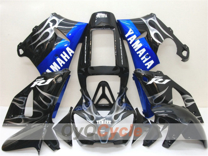 Injection Fairing kit for 98-99 YZF-R1 - Black, Silver - Flame #OYO87900739