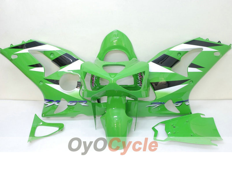 Injection Fairing kit for 03-04 NINJA ZX-6R - Green, White - Factory Style #OYO87901761 Main image