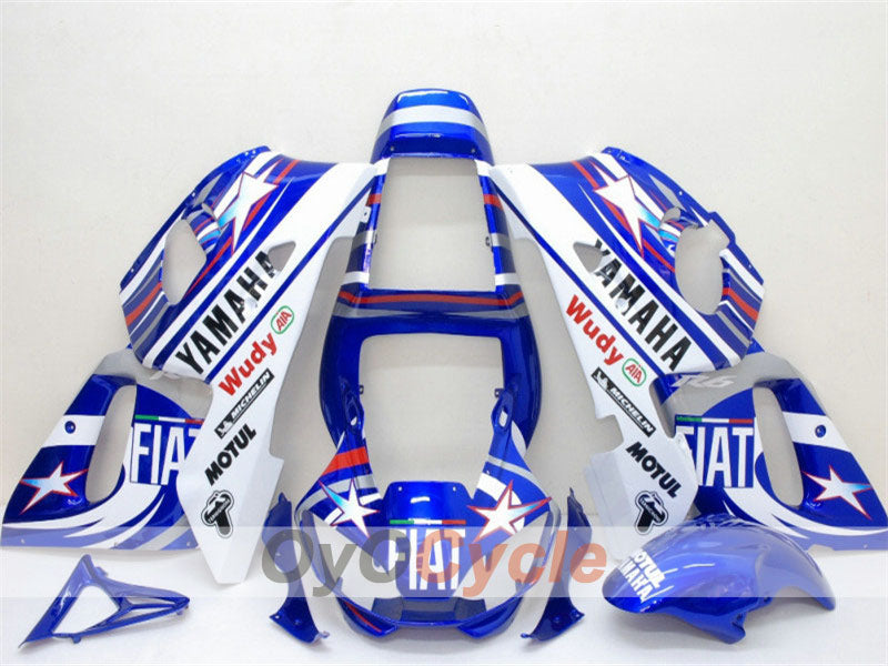 Injection Fairing kit for 98-02 YZF-R6 - Blue, White - FIAT, MOTUL #OYO87900985