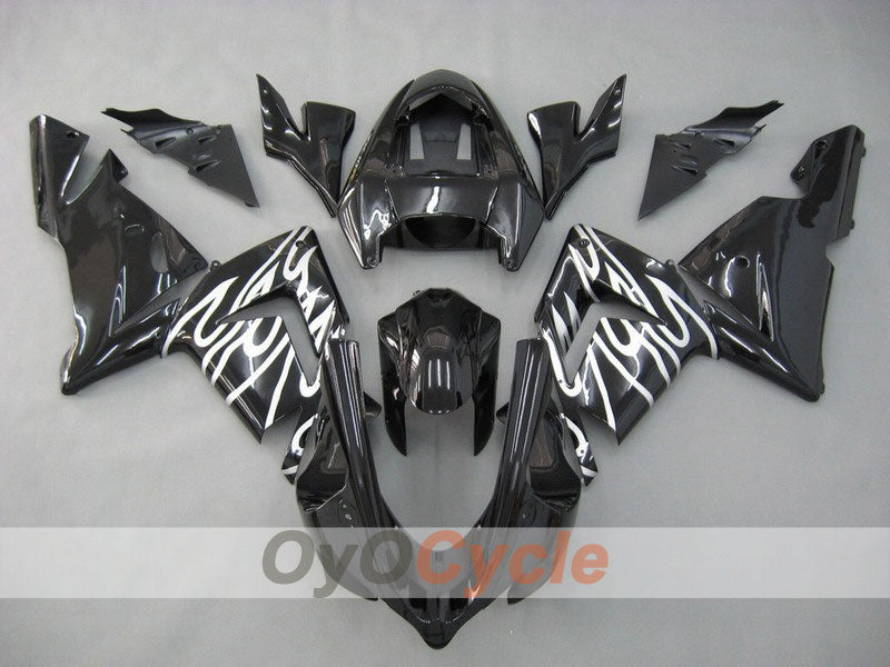 Injection Fairing kit for 04-05 NINJA ZX-10R - White, Black - Flame #OYO87901541 Main image