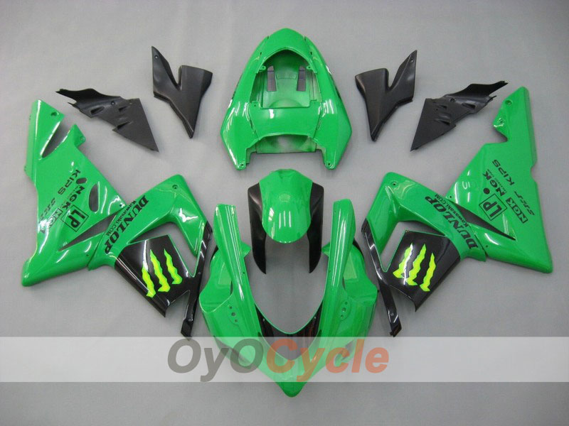 Injection Fairing kit for 04-05 NINJA ZX-10R - Green, Black - Monster #OYO87901547 Main image