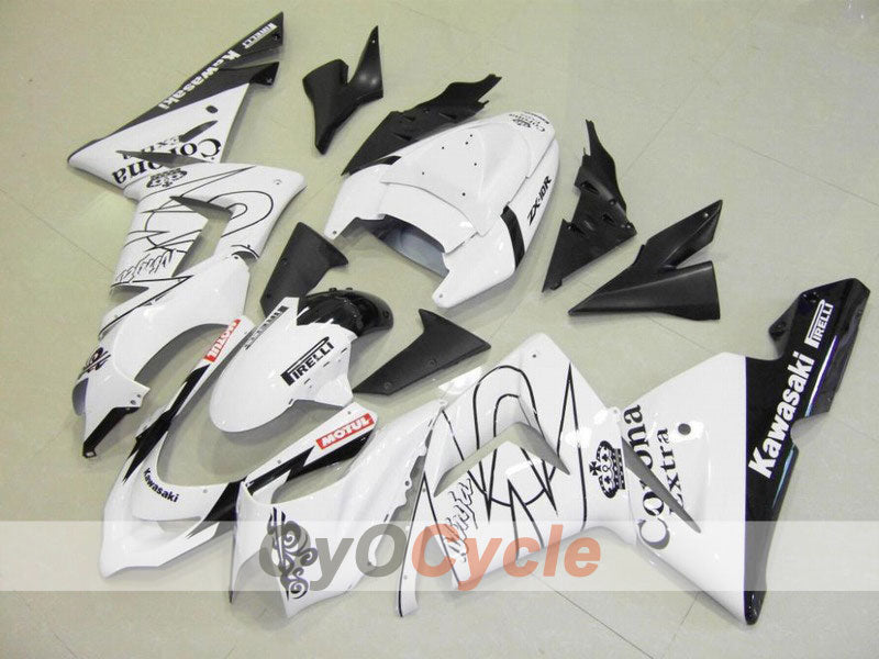 Injection Fairing kit for 04-05 NINJA ZX-10R - White, Black - Corona #OYO87901512 Main image