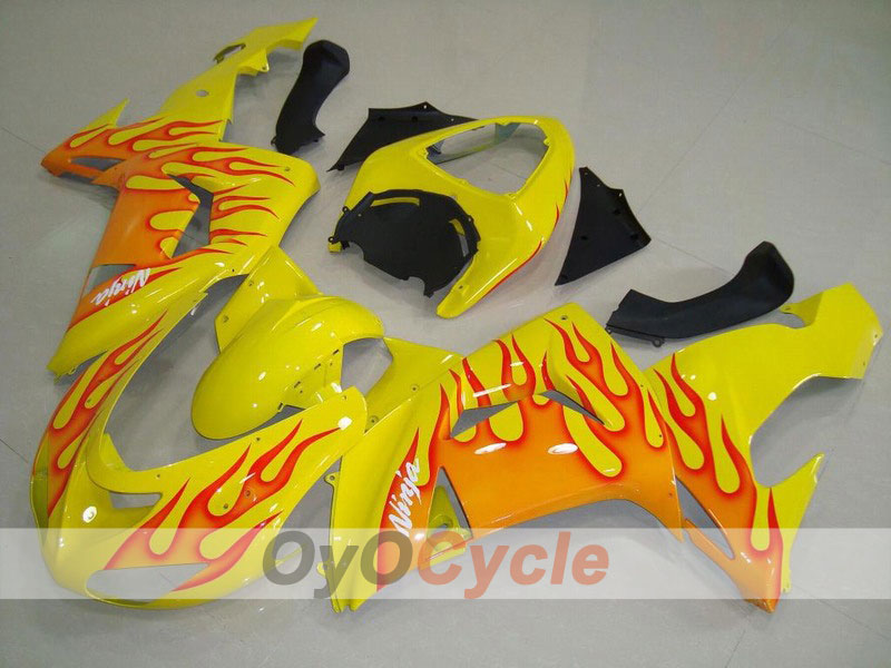 Injection Fairing kit for 06-07 NINJA ZX-10R - Red, Yellow - Flame #OYO87901621 Main image