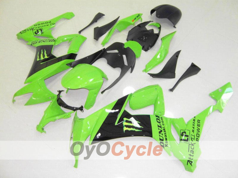 Injection Fairing kit for 08-10 NINJA ZX-10R - Green, Black - Monster #OYO87901657