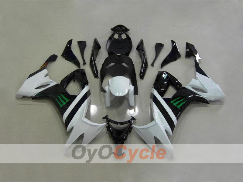 Injection Fairing kit for 08-10 NINJA ZX-10R - White, Black - Monster #OYO87901649