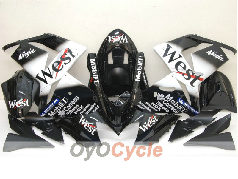 Injection Fairing kit for 04-05 NINJA ZX-10R - White, Black - West #OYO87901550