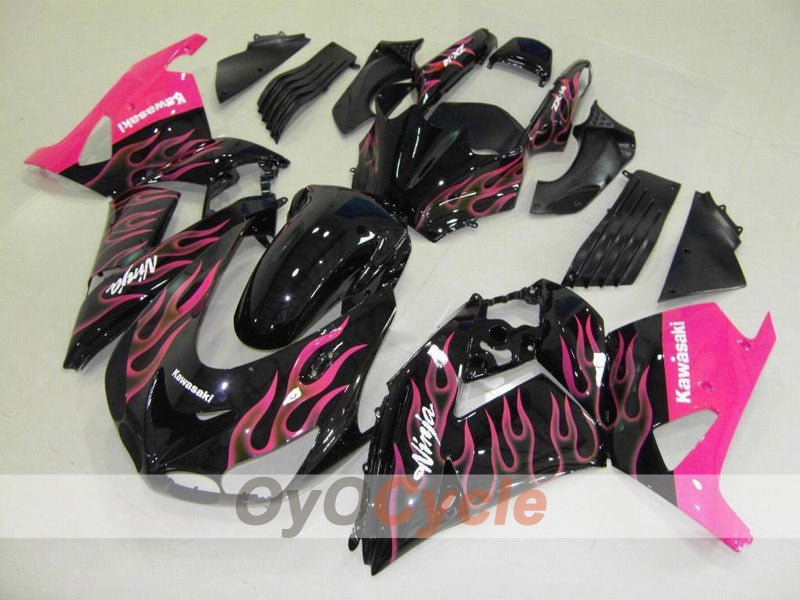 Injection Fairing kit for 06-11 NINJA ZX-14R - Black, Pink - Flame #OYO87902013