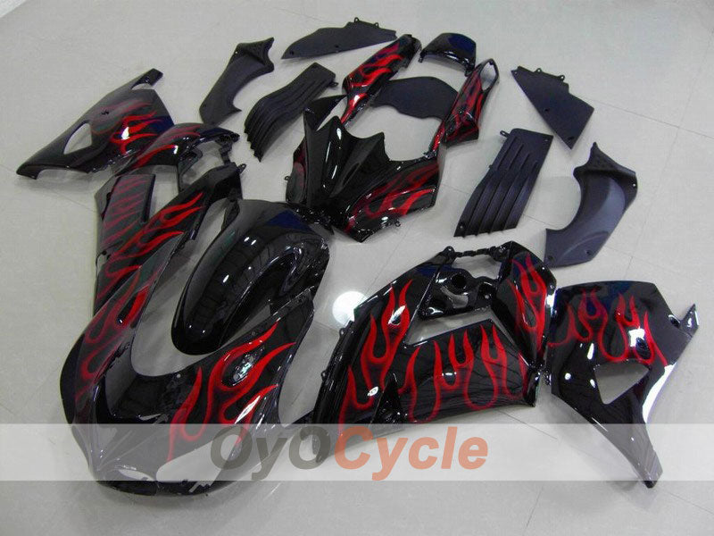 Injection Fairing kit for 06-11 NINJA ZX-14R - Red, Black - Flame #OYO87902015