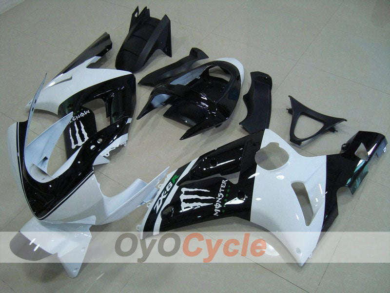 Injection Fairing kit for 03-04 NINJA ZX-6R - White, Black - Monster #OYO87901815