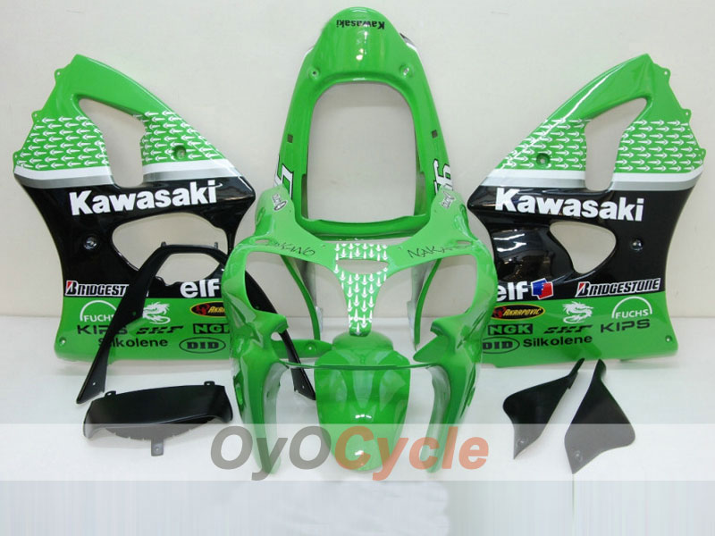 Injection Fairing kit for 00-02 NINJA ZX-6R - Green, Black - Nakano #OYO87901726 Main image